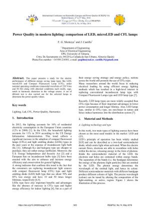 Power Quality in Modern Lighting: Comparison of LED, Microled and CFL Lamps