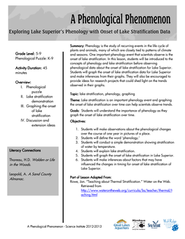 Exploring Lake Superior's Phenology with Onset of Lake Stratification Data