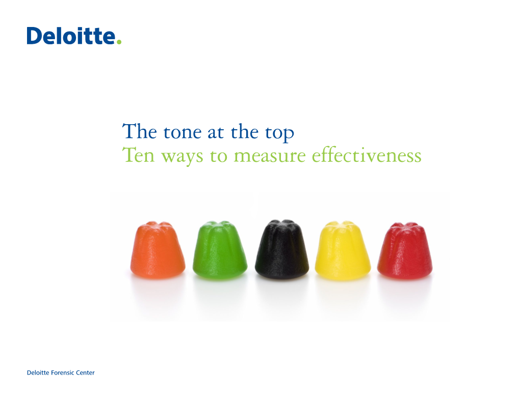 The Tone at the Top Ten Ways to Measure Effectiveness