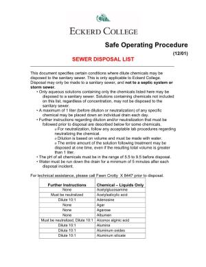 Safe Operating Procedure (12/01) SEWER DISPOSAL LIST ______