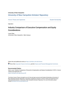 Industry Comparison of Executive Compensation and Equity Considerations
