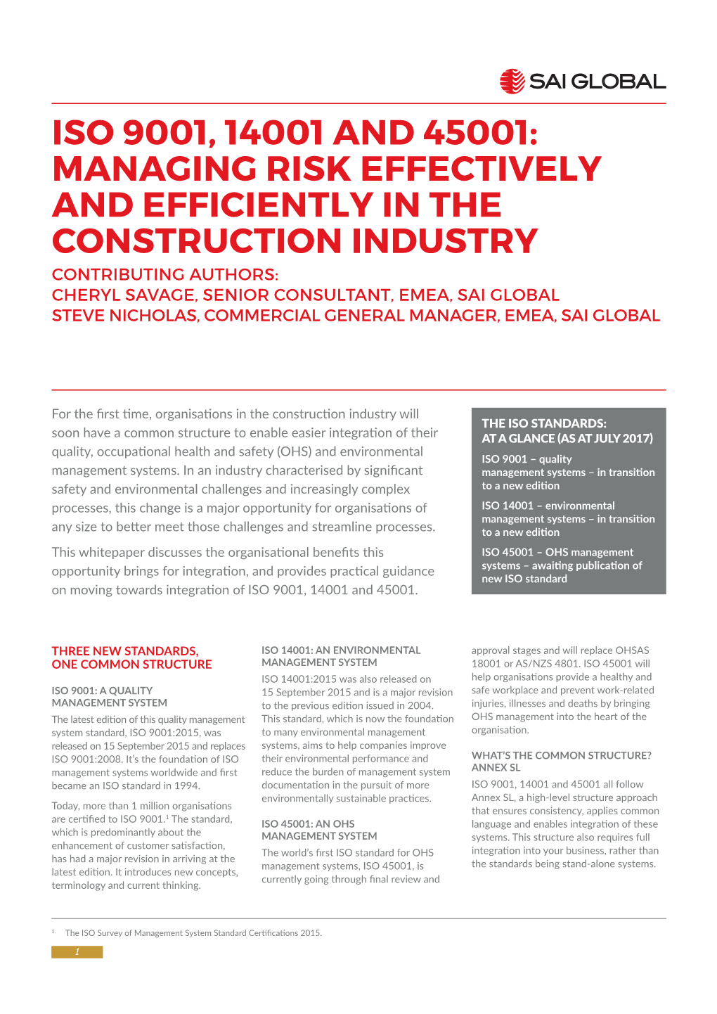 Iso 9001, 14001 and 45001: Managing Risk Effectively And