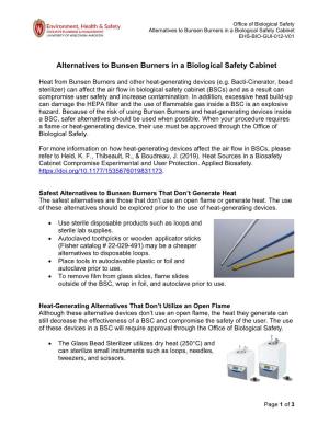 Alternatives to Bunsen Burners in a Biological Safety Cabinet EHS-BIO-GUI-012-V01