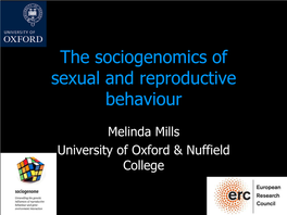 The Sociogenomics of Sexual and Reproductive Behaviour