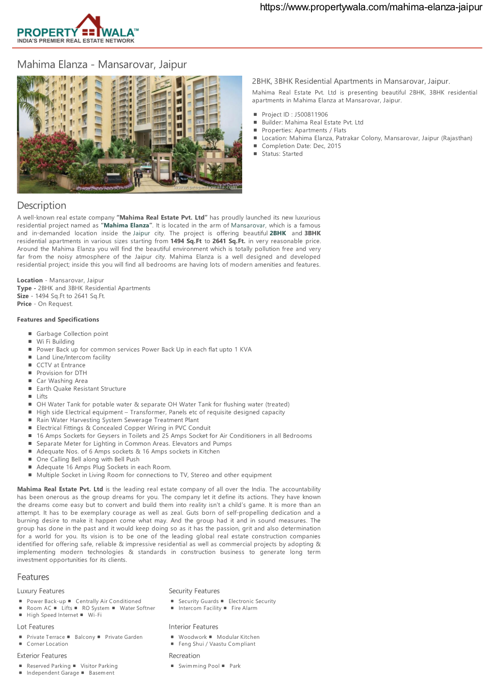 Mahima Elanza - Mansarovar, Jaipur 2BHK, 3BHK Residential Apartments in Mansarovar, Jaipur