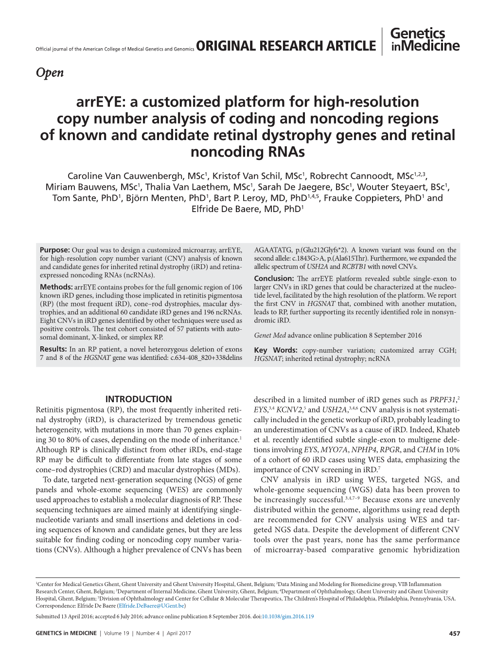 Arreye: a Customized Platform for High-Resolution Copy Number Analysis Of