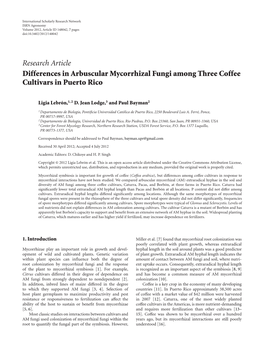 Differences in Arbuscular Mycorrhizal Fungi Among Three Coffee Cultivars in Puerto Rico