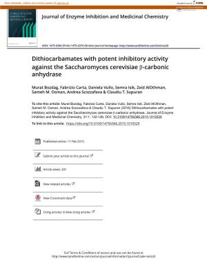 Dithiocarbamates with Potent Inhibitory Activity Against the Saccharomyces Cerevisiae Β-Carbonic Anhydrase