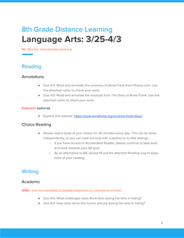 Language Arts: 3/25-4/3