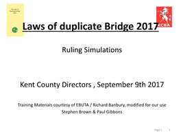 Laws of Duplicate Bridge 2017