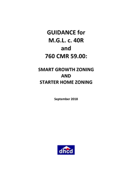 GUIDANCE for M.G.L. C. 40R and 760 CMR 59.00