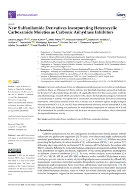 New Sulfanilamide Derivatives Incorporating Heterocyclic Carboxamide Moieties As Carbonic Anhydrase Inhibitors