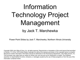 Information Technology Project Management by Jack T