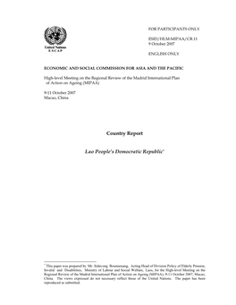 Country Report Lao People's Democratic Republic, High-Level
