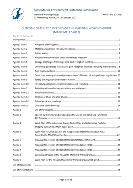 Outcome of HELCOM MARITIME 17-2017