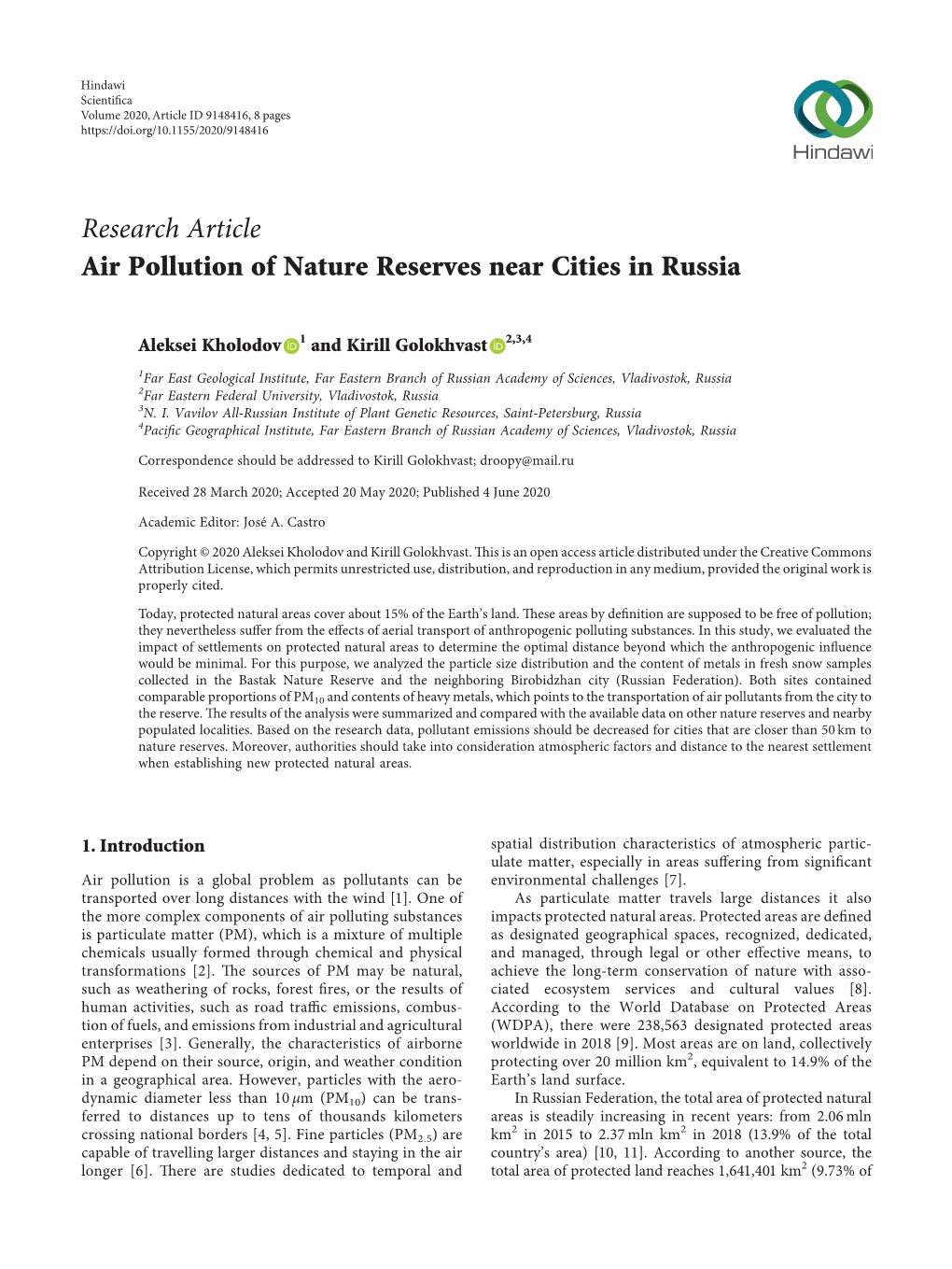 Air Pollution of Nature Reserves Near Cities in Russia