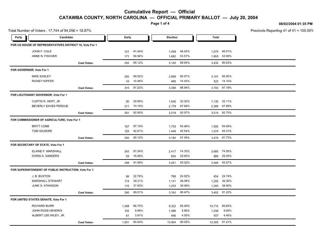 Cumulative Report