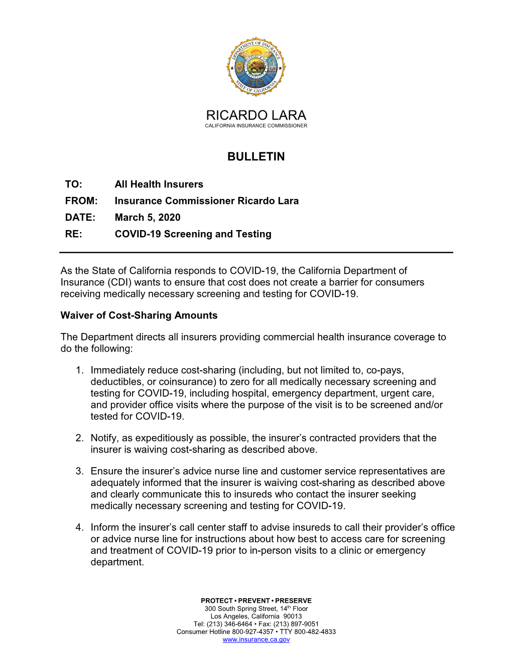 COVID-19 Screening and Testing