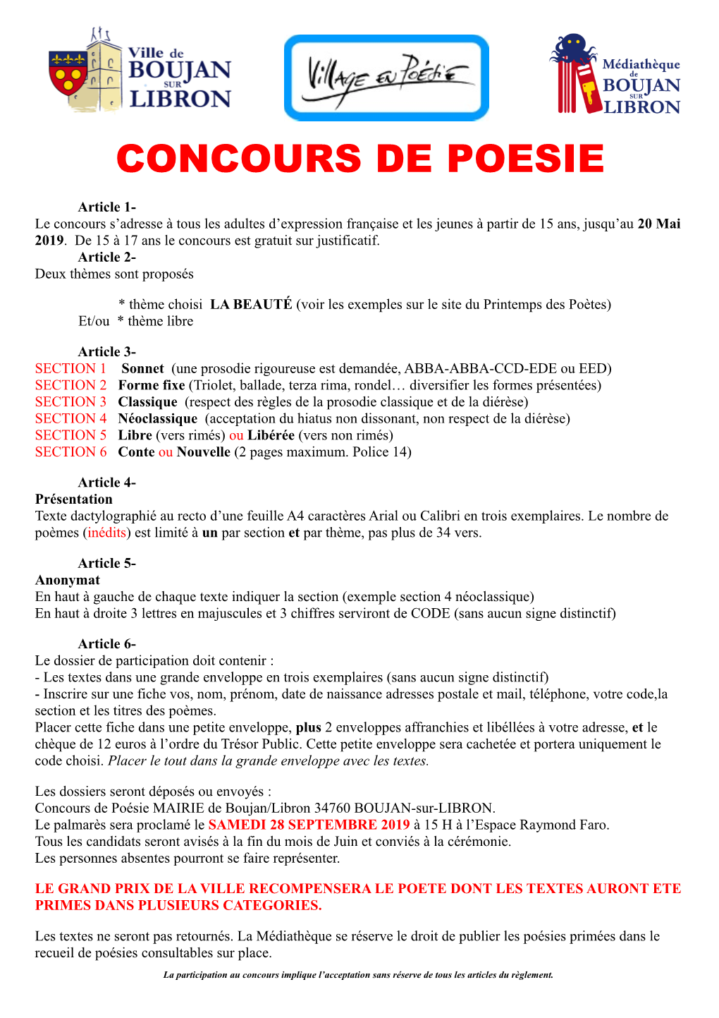 Règlement Concours Poésie