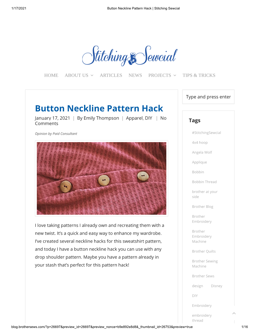 Button Neckline Pattern Hack | Stitching Sewcial