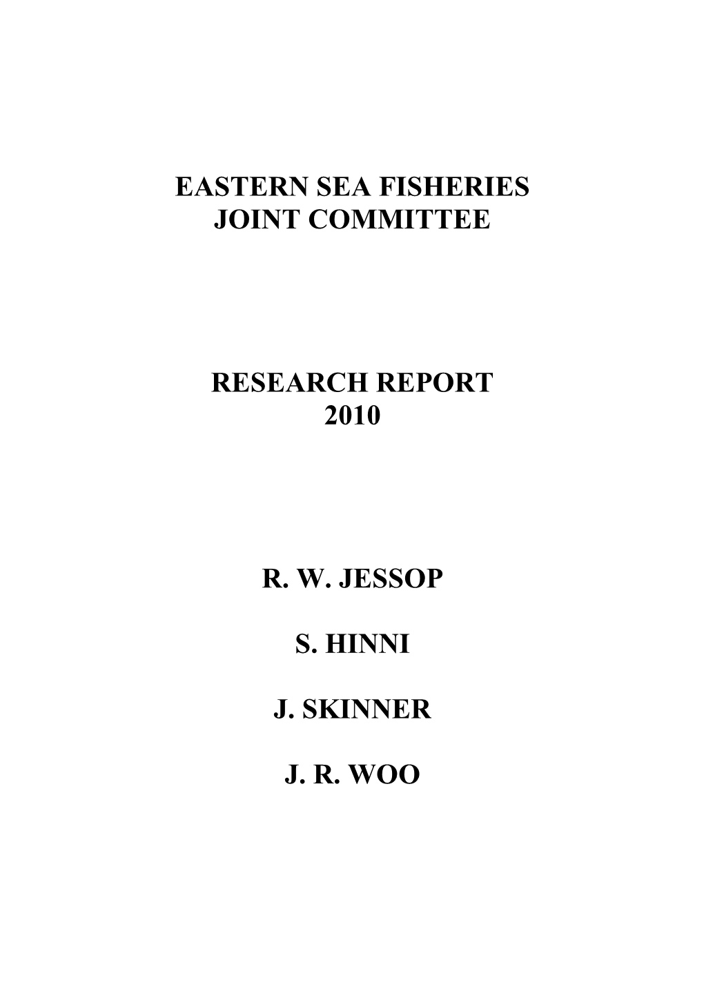 Eastern Sea Fisheries Joint Committee Research Report 2010 Rw Jessop S