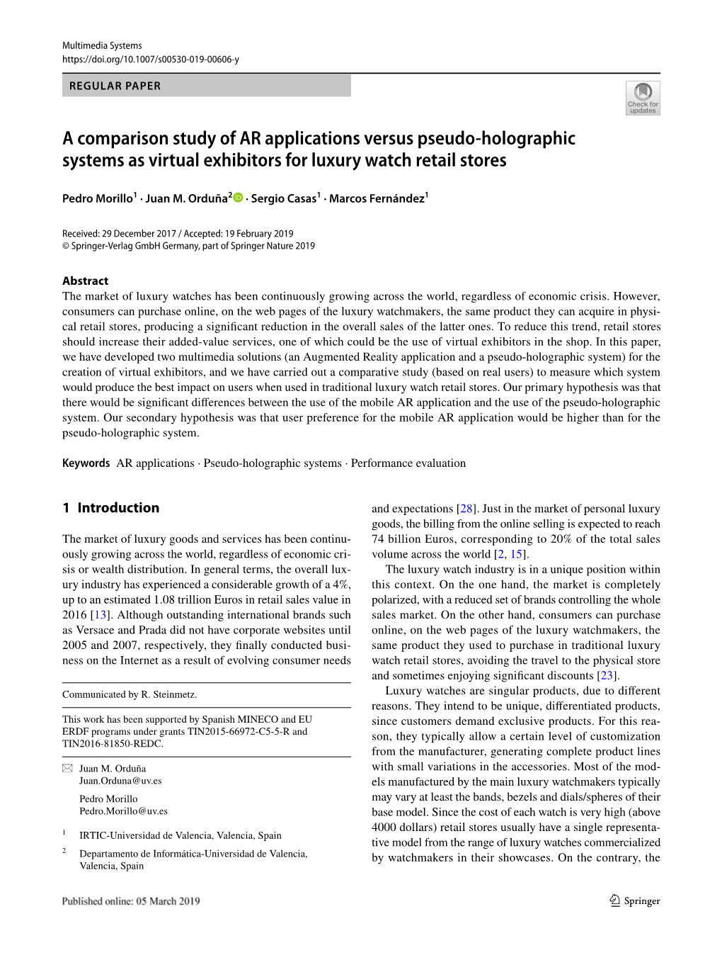 A Comparison Study of AR Applications Versus Pseudo-Holographic