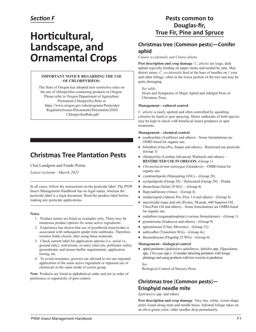 Horticultural, Landscape, and Ornamental Crops