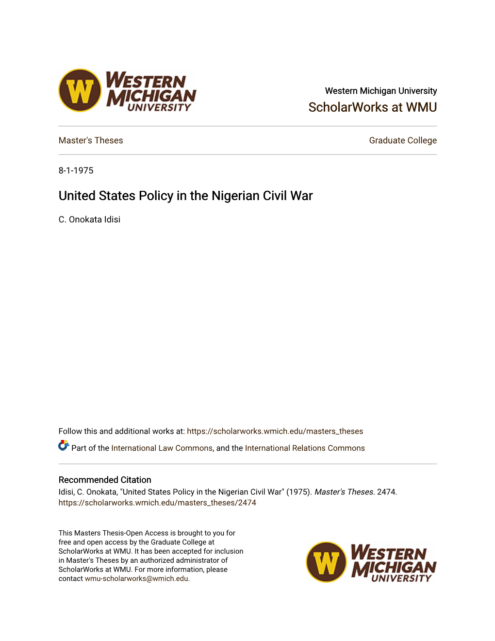 United States Policy in the Nigerian Civil War