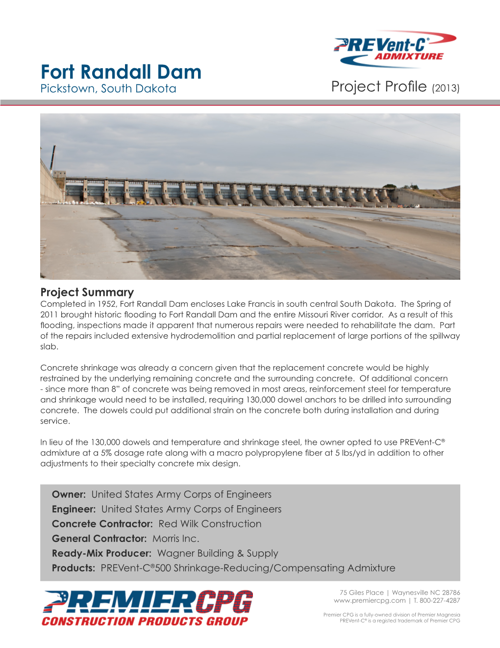 Fort Randall Dam Pickstown, South Dakota Project Profile(2013)