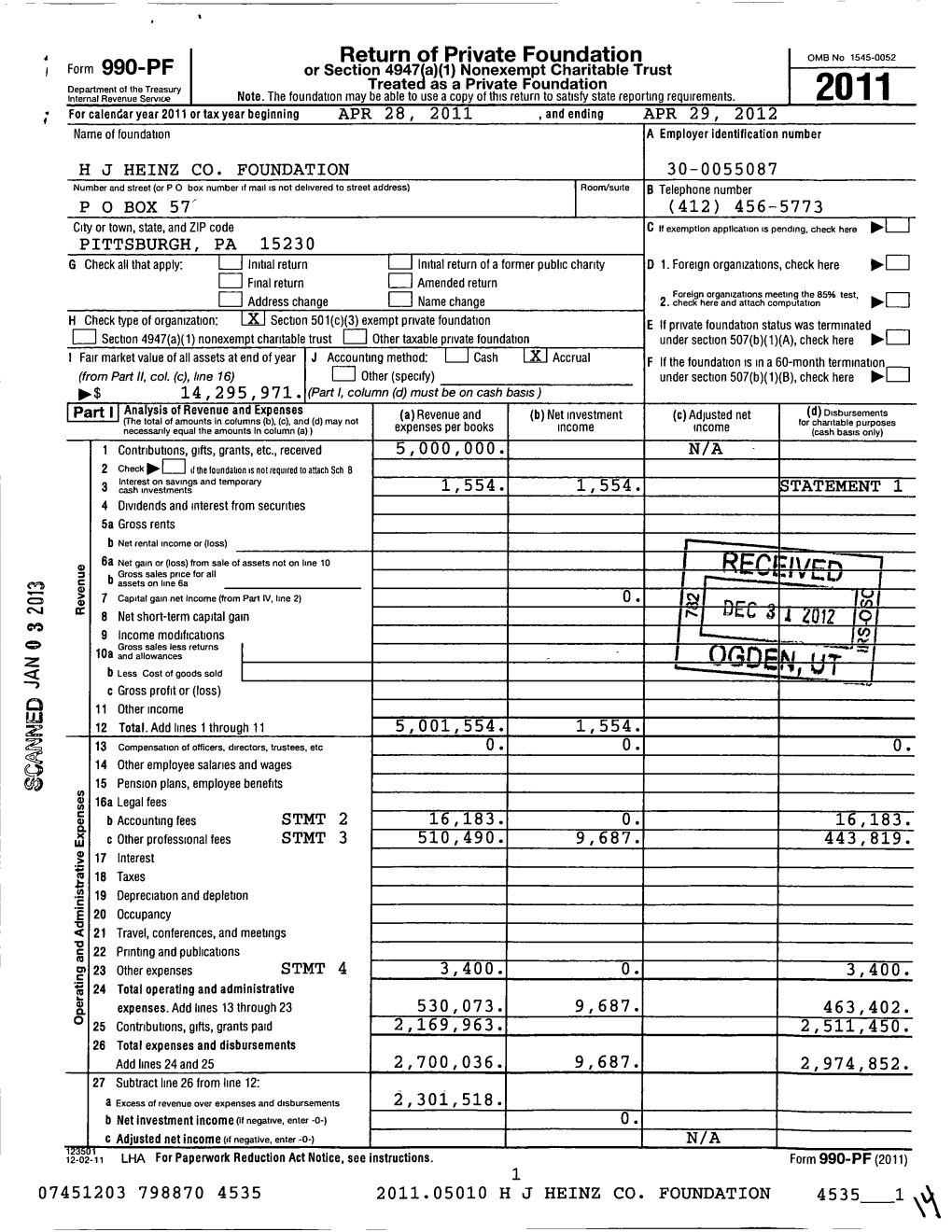 Form 990-PF Return of Private Foundation