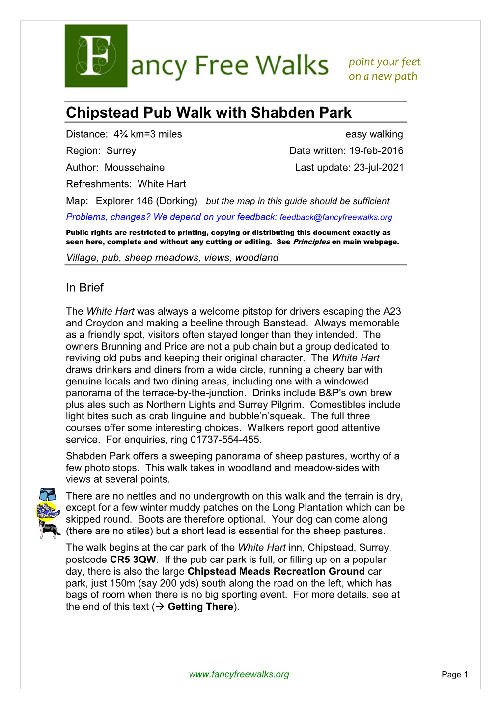 Chipstead Pub Walk with Shabden Park