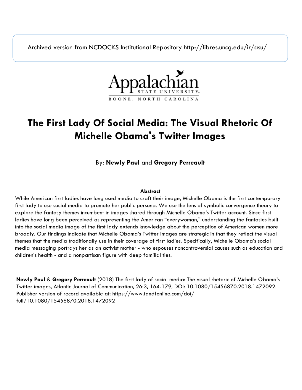 The First Lady of Social Media: the Visual Rhetoric of Michelle Obama's Twitter Images