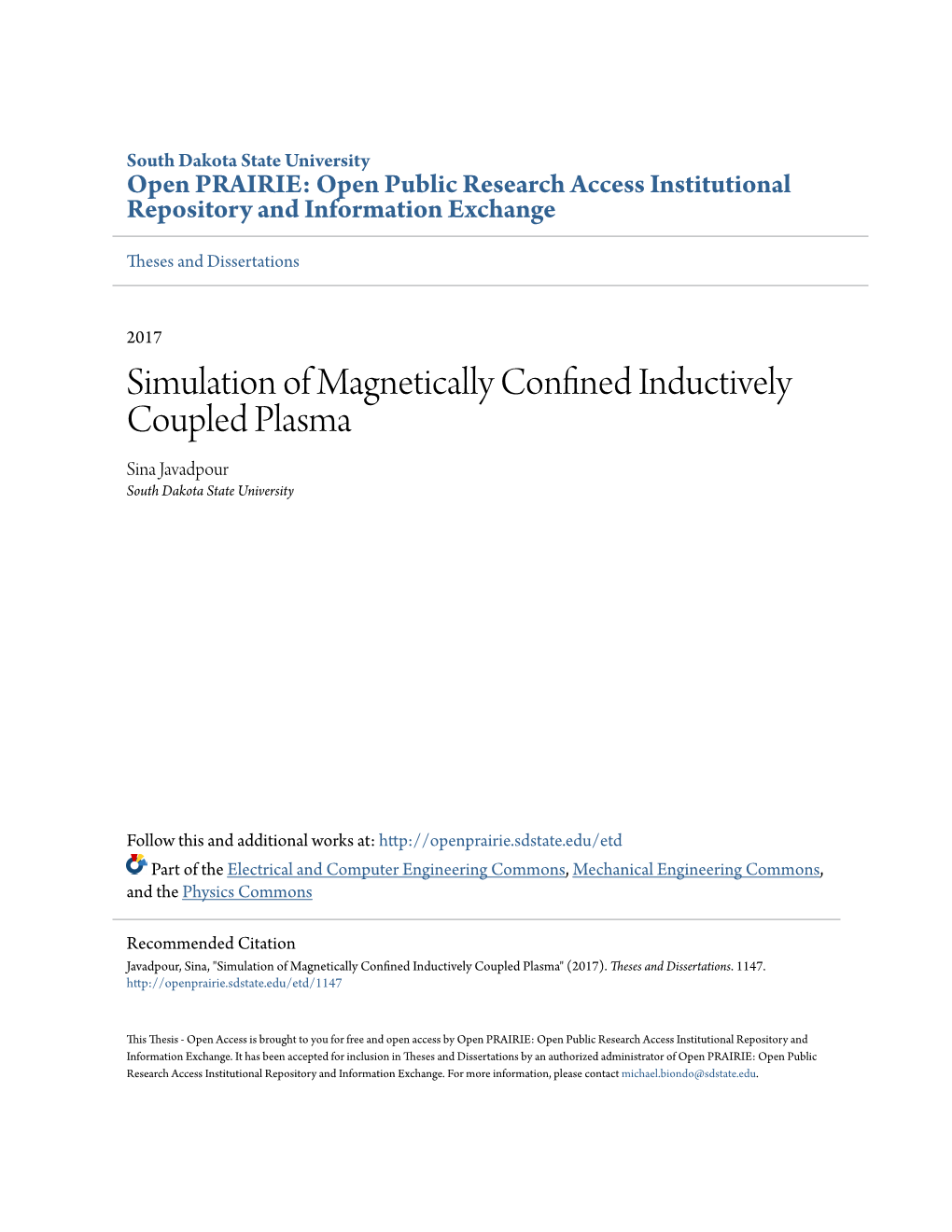 Simulation of Magnetically Confined Inductively Coupled Plasma