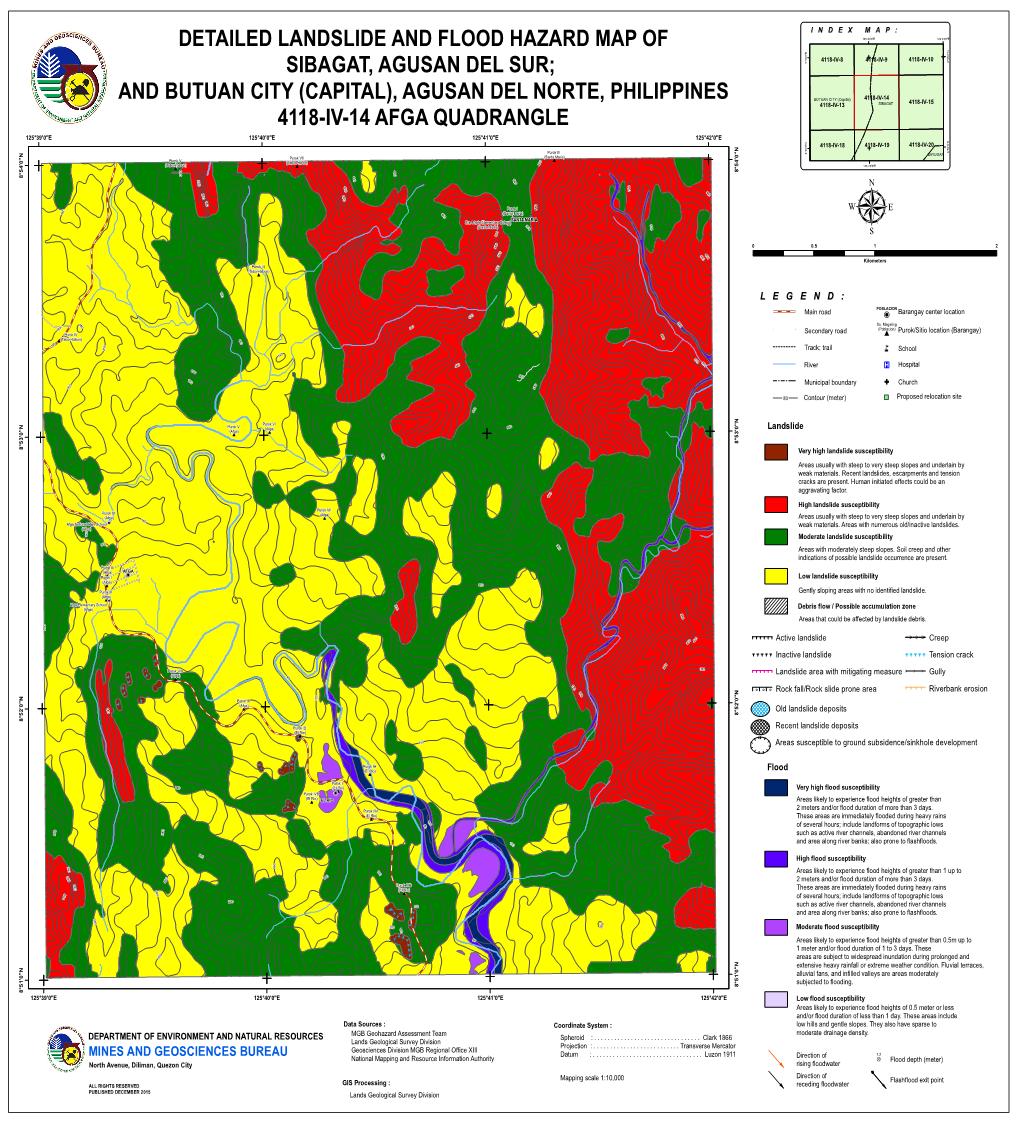 Detailed Landslide and Flood Hazard Map of 125°40'0"E 125°45'0"E