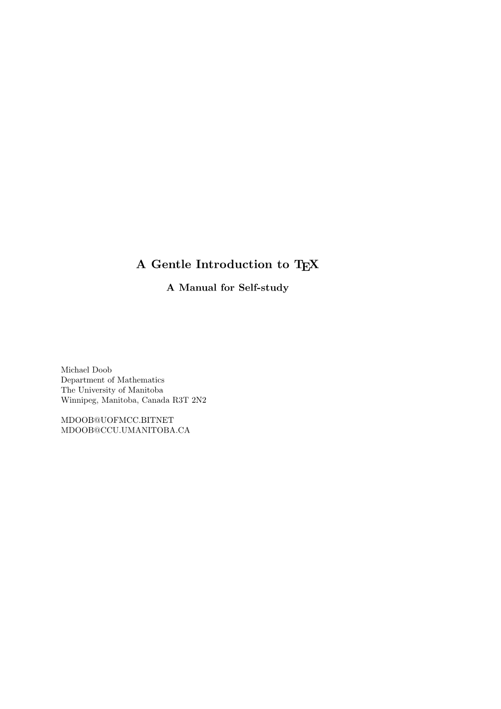 A Gentle Introduction to Tex: a Manual for Self-Study