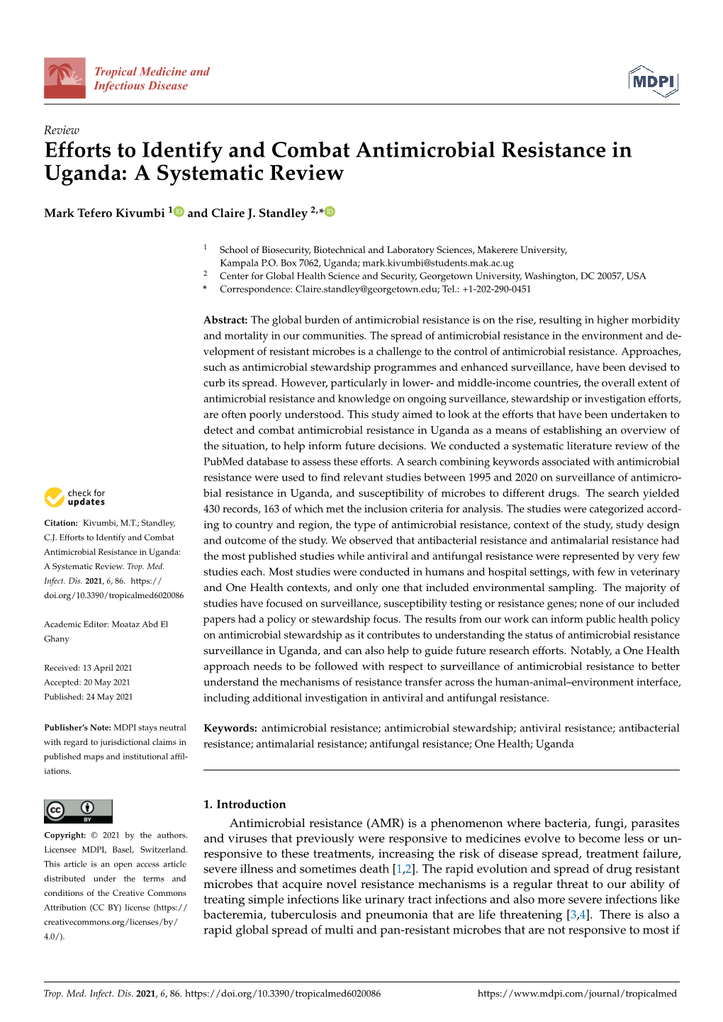 Efforts to Identify and Combat Antimicrobial Resistance in Uganda: a Systematic Review
