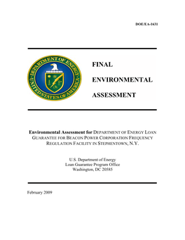 DOE/EA-1631: Final Environmental Assessment for Department Of
