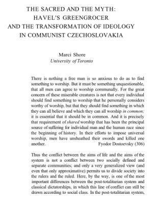 The Sacred and the Myth: Havel's Greengrocer and the Transformation of Ideology in Communist Czechoslovakia