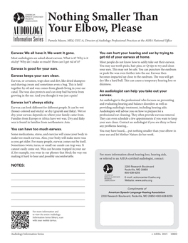 Audiology Information Series: Nothing Smaller Than Your Elbow, Please