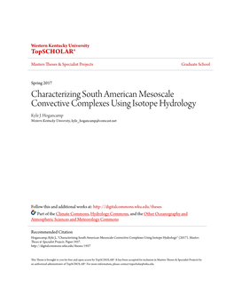 Characterizing South American Mesoscale Convective Complexes Using Isotope Hydrology Kyle J