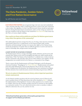 The Data Pandemic, Zombie Voters and First Nation Governance by Jeff Doctor and Jen Polack