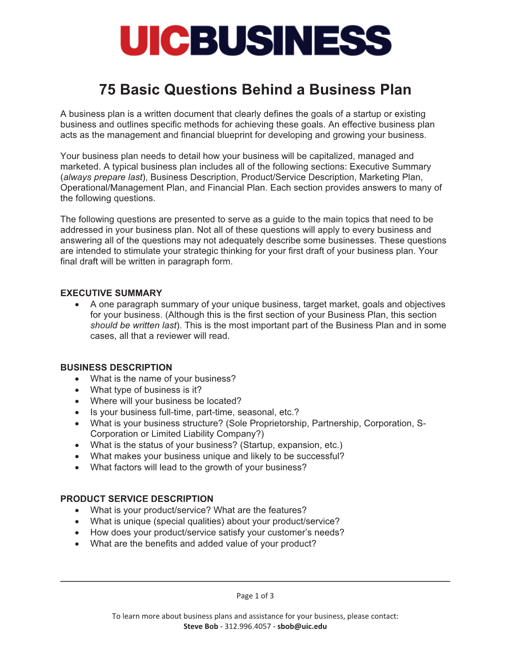 75 Basic Questions Behind a Business Plan