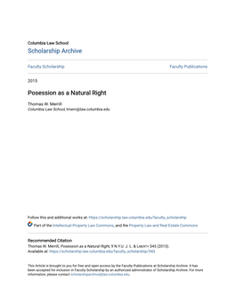 Posession As a Natural Right