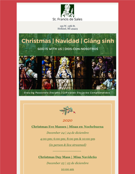 Christmas Eve Masses | Misas En Nochebuena December 24 | 24 De