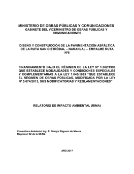 Ministerio De Obras Públicas Y Comunicaciones Gabinete Del Viceministro De Obras Públicas Y Comunicaciones