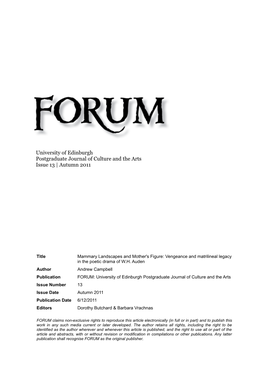 University of Edinburgh Postgraduate Journal of Culture and the Arts Issue 13 | Autumn 2011