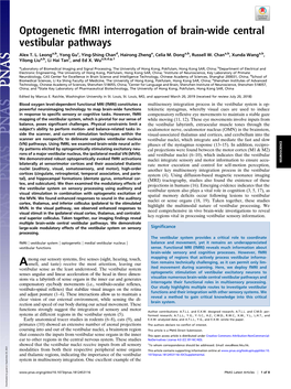 Optogenetic Fmri Interrogation of Brain-Wide Central Vestibular Pathways