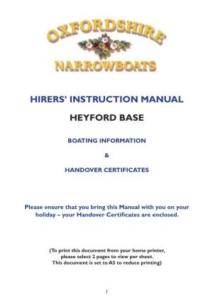 Hirers' Instruction Manual Heyford Base