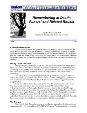 Remembering at Death: Funeral and Related Rituals