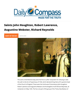 Saints John Houghton, Robert Lawrence, Augustine Webster, Richard Reynolds